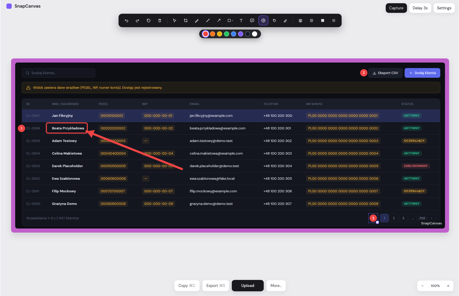 Screenshot annotation and crop tools